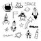 Vector space set of doodles on background.