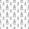 Vector spaceship seamless cartoon pattern. Black and white hand drawn doodles with spaceship, rocket for paper, textile, handmade