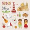 Vector Spain Doodle Art for Travel and Tourism