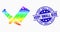 Vector Spectral Pixel Butchery Knives Icon and Grunge Very Small Size Stamp