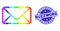 Vector Spectral Pixelated Envelope Icon and Grunge Buzzword Stamp Seal