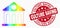 Vector Spectral Pixelated Library Building Icon and Scratched Culture Saving Seal
