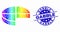 Vector Spectrum Dot Pie Chart Icon and Grunge Gabble Seal