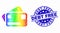 Vector Spectrum Dotted Bank Cards Icon and Distress Debt Free Stamp Seal