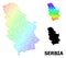 Vector Spectrum Dotted Map of Serbia