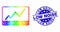Vector Spectrum Dotted Stocks Chart Icon and Grunge Low Noise Seal