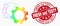 Vector Spectrum Pixel Cogs Icon and Grunge Fresh and Testy Seal