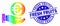 Vector Spectrum Pixelated Hand Offfer Euro Coin Icon and Scratched Fresh Fruits Seal