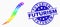 Vector Spectrum Pixelated Worm Icon and Grunge Futurism Stamp Seal