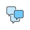 Vector speech bubbles, sms, chat, comments flat color line icon.