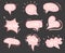 Vector speech clouds.  Collection of pink stickers, icons.