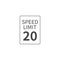 Vector Speed Limit 20 mph on white isolated background. Layers grouped for easy editing illustration.