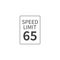 Vector Speed Limit 65 mph on white isolated background. Layers grouped for easy editing illustration.