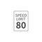 Vector Speed Limit 80 mph on white isolated background. Layers grouped for easy editing illustration.