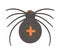 Vector spider with orange cross on back. Halloween character icon. Cute autumn all saints eve illustration with scary black insect