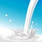 Vector splash with pouring milk - illustration