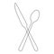 Vector Spoon, fork, knife continuous one line drawing on white background stock illustration