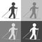 Vector sport set icon. Athlete on skis. Skier icon on white-gre