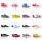 Vector sport shoes sneakers collection set. Elegant color flat icon set.