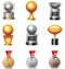 Vector sport trophies and medals icon set