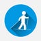 Vector sportsmen icon. Skier icon on blue background. Flat image