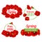 Vector spring flowers bunches for greeting quotes