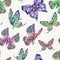Vector spring natural seamless pattern with butterflies