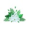 Vector spring white flowers with leaves pattern