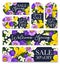 Vector springtime sale shopping tags of flowers