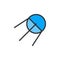 Vector sputnik, rocket flat color line icon.