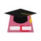 Vector square academic cap and diploma graduation