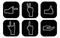 Vector square black and white icons gestures with hands, symbols for your design