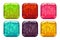 Vector square colorful slime buttons set