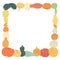 Vector square frame with colorful squashes and gourds.