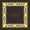 Vector square frame from realistic golden gems and jewels on black background. Shiny diamonds jewelry design elements.