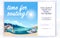 Vector squeeze page design template with beautiful flat europe harbour landscape illustration and email text box.