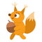 Vector squirrel carrying acorn.