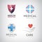 Vector st of medical cross, health protection, life support logos, icons, signs.