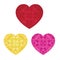 Vector St Valentines Day Crystal Pink Red and Golden Hearts Of Love Set. Perfect for romantic designs, postcards