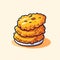 Vector of a stack of delicious cookies on a clean white plate