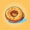 Vector of a stack of donuts on a yellow background