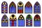 Vector stained glass windows set