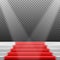 Vector Stairs Template. 3D Realistic Vector Winner Stage Stairs with Red Carpet and Bright Light