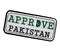 Vector Stamp for Approve logo with Pakistani Flag in the shape of O and text Pakistan