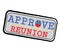Vector Stamp for Approve logo with Reunion Flag in the shape of O and text Reunion