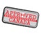 Vector Stamp of Approved logo with Canadaian Flag in the shape of O and text Canada