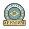 Vector Stamp of Approved logo with Delaware Flag in the round shape on the center. The states of America