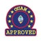 Vector Stamp of Approved logo with Guam Flag in the round shape on the center