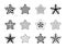 Vector star set, black star collection, stars in line art, stylized outline stars