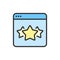 Vector stars in browser, best choice website, feedback flat color line icon.